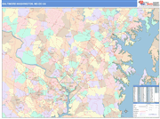 Baltimore-Washington Wall Map Color Cast Style